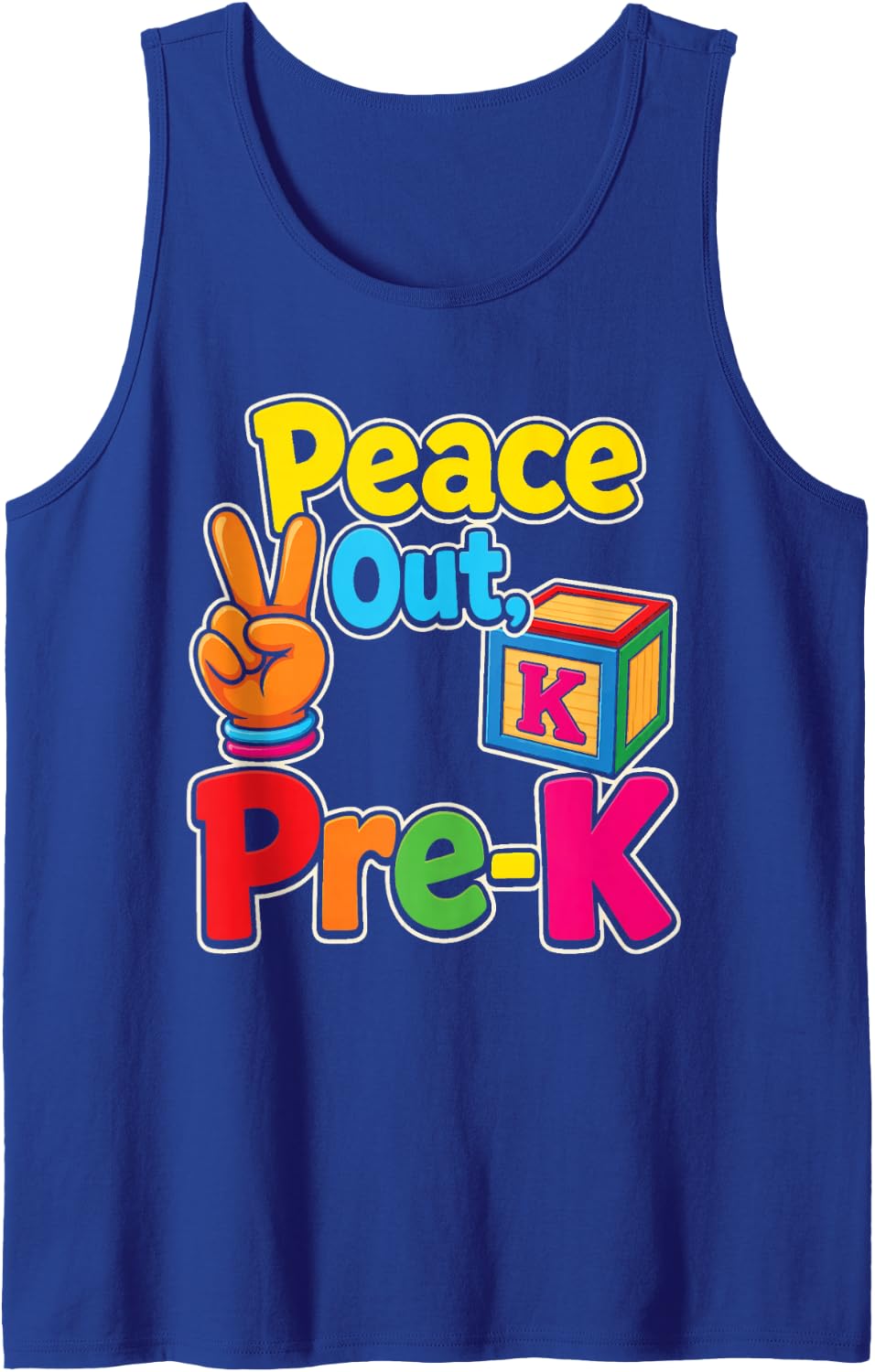 Pre-K Peace Out Preschool Graduation Elementary School Kids Sleeveless Tank Top - Royal Blue