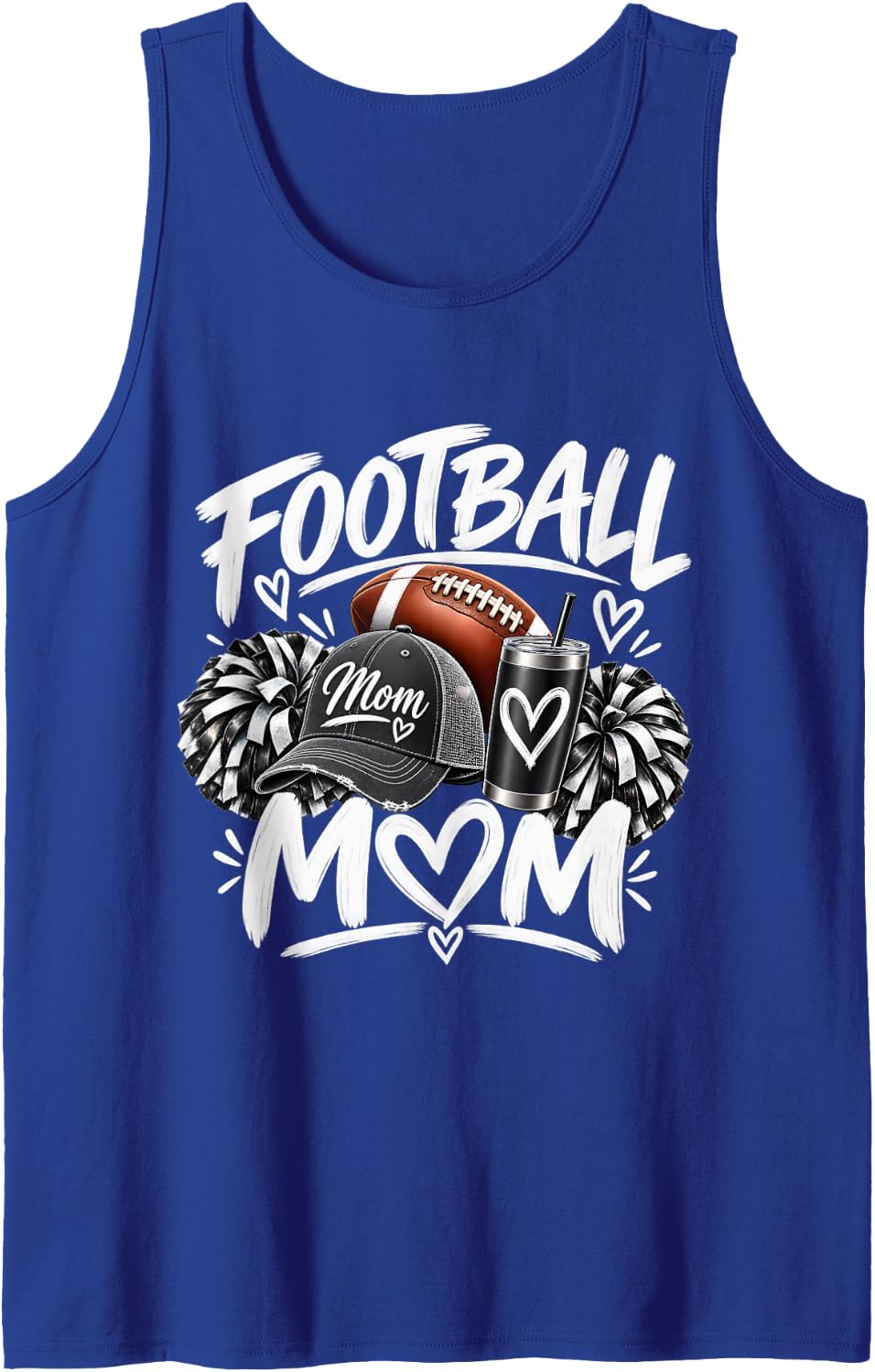 Mama Leopard Football Love Football Player Mom Sleeveless Tank Top - Royal Blue