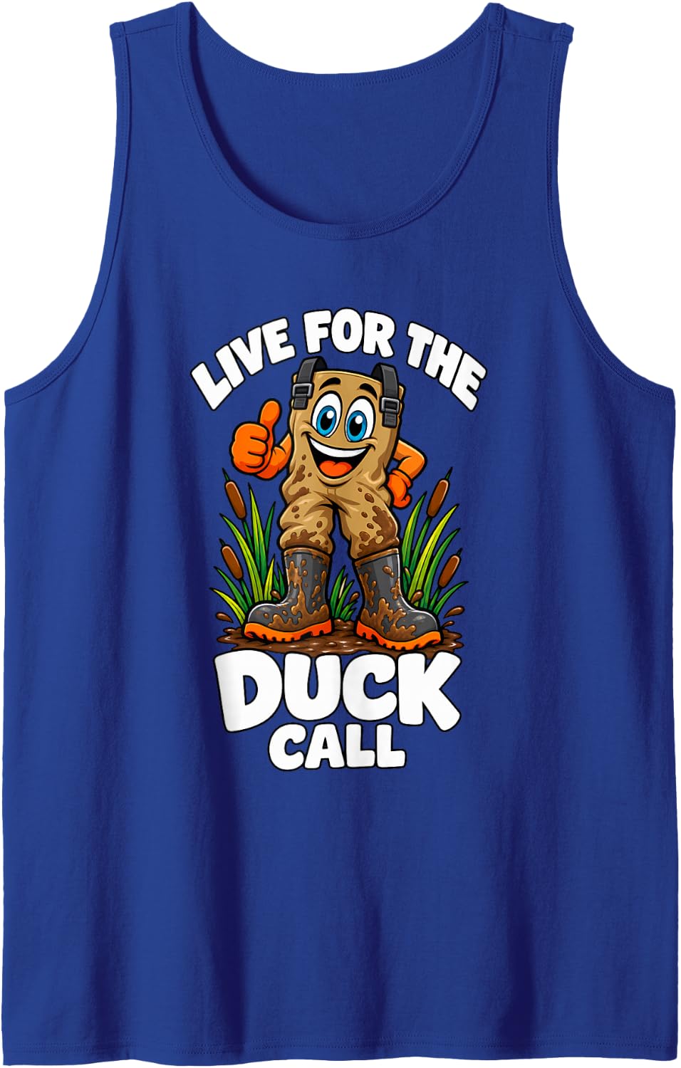 Live for The Duck Call Waders Reeds Hunting Gear Sleeveless Tank Top - Royal Blue