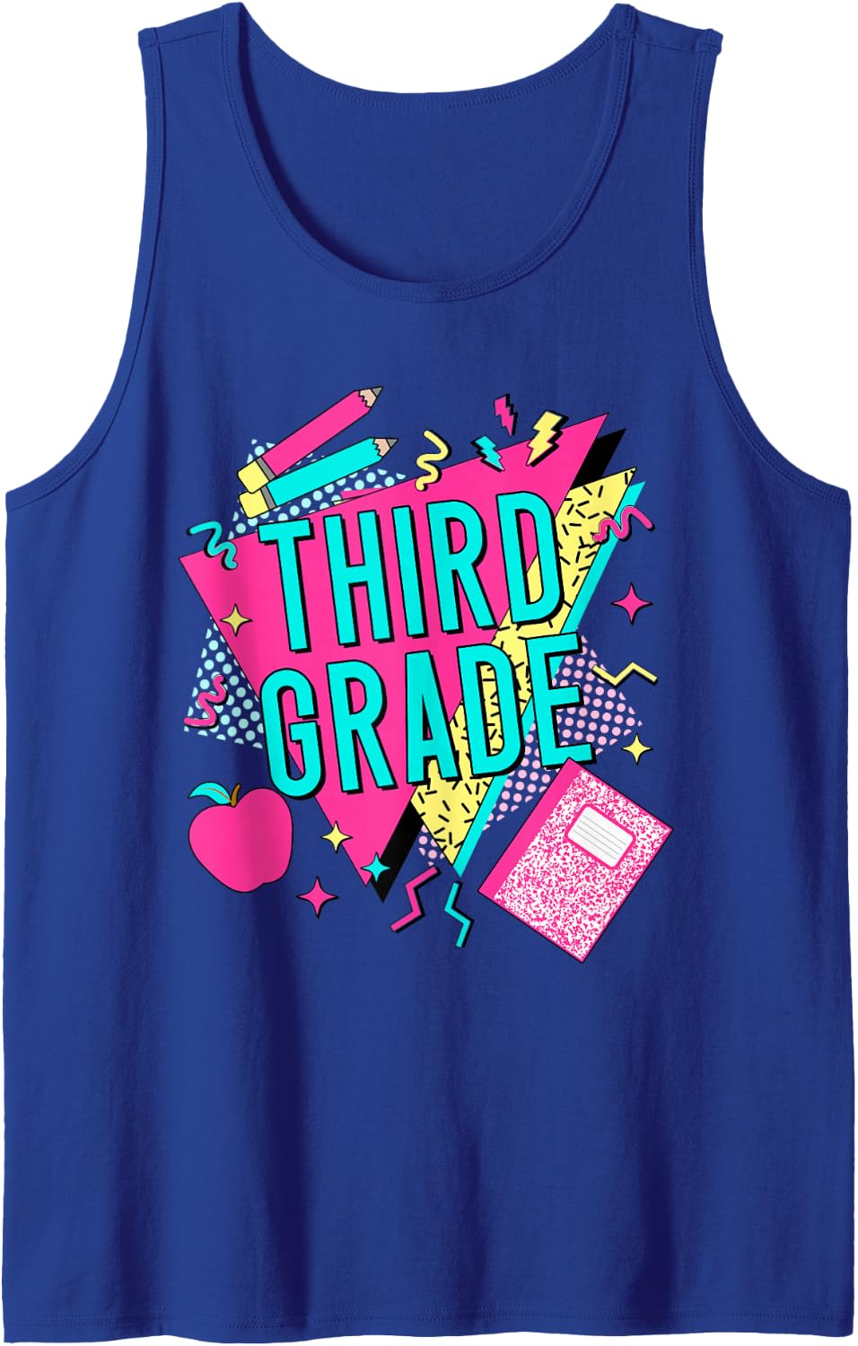 Third Grade Retro 90s 3rd Grade Teacher Back to School Sleeveless Tank Top - Royal Blue