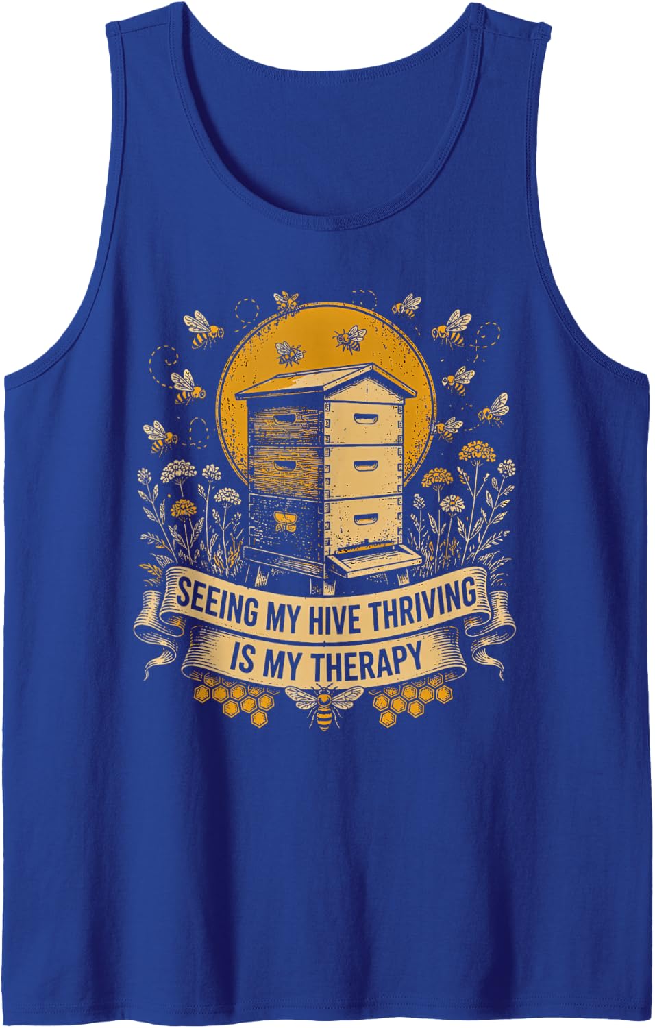 Honey Beekeeping Bee Hive Beekeeper Sleeveless Tank Top - Royal Blue