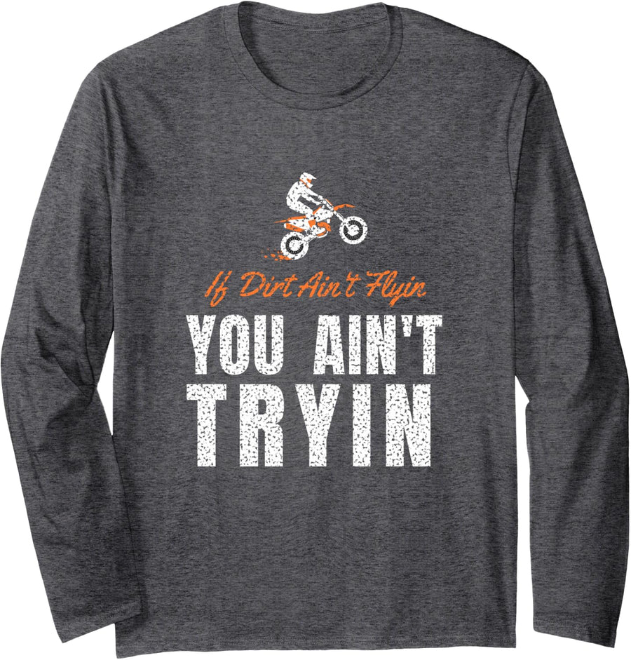 Dirt Bike Motocross Dirt Bike Dad Dirt Bike Rider Long Sleeve T-Shirt - Adult Unisex Dark Heather Grey