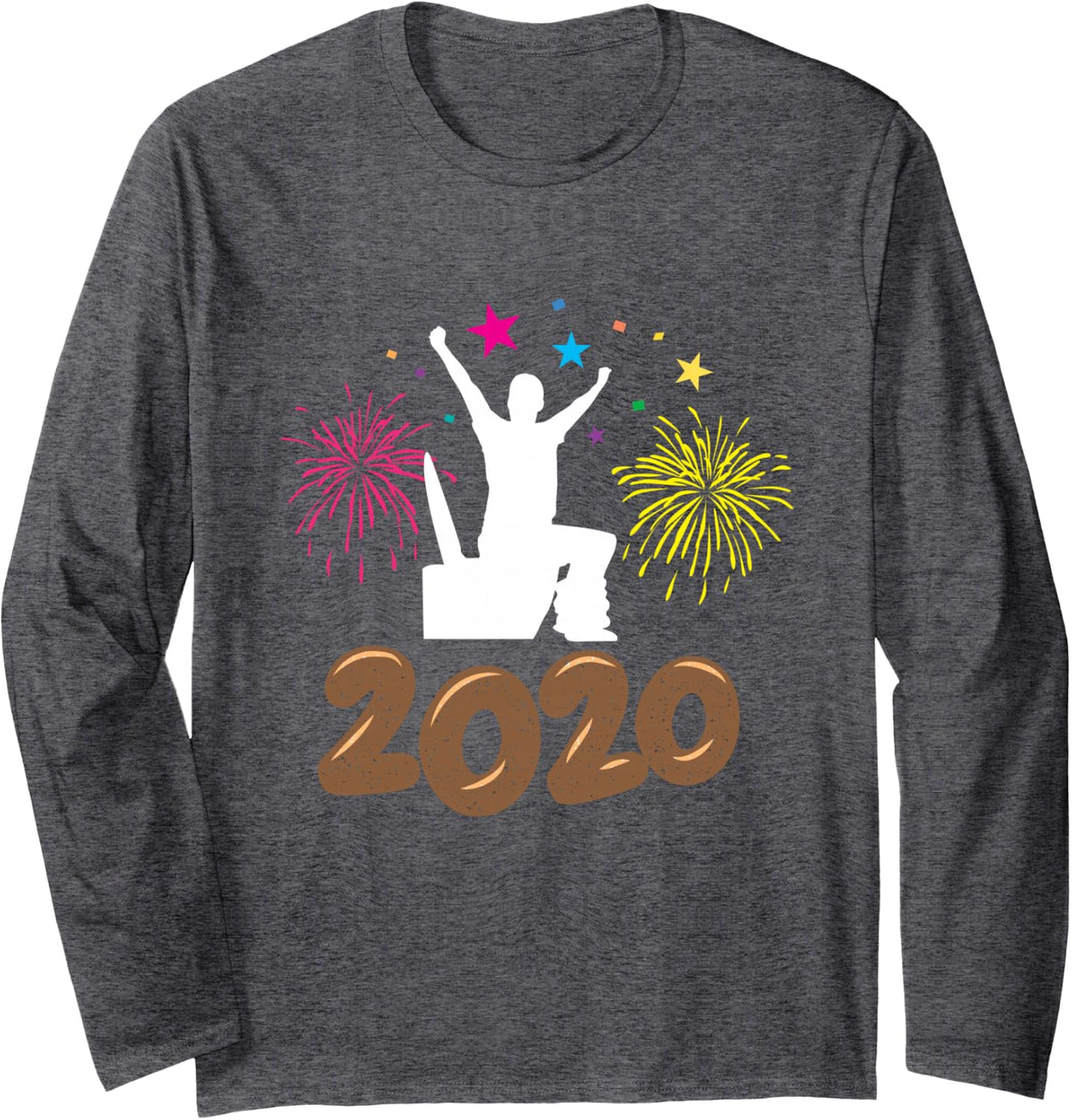I Pooped Today Funny 2020 New Years Eve Long Sleeve T-Shirt - Adult Unisex Dark Heather Grey