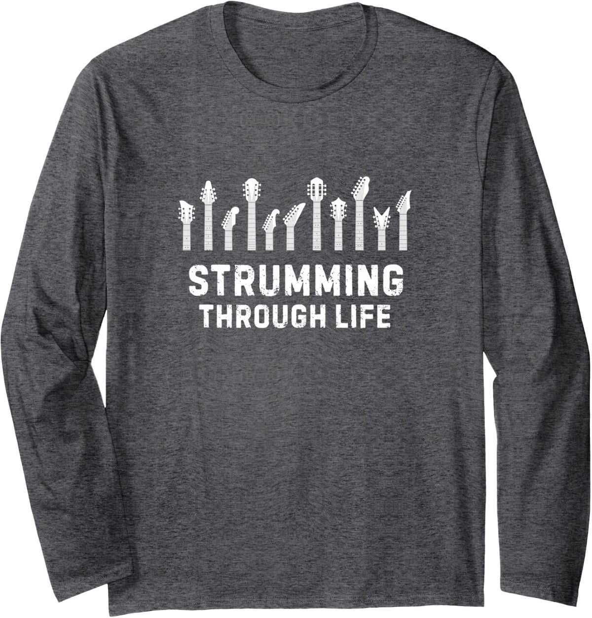 Guitarist Music Teacher Life Long Sleeve T-Shirt - Adult Unisex Dark Heather Grey
