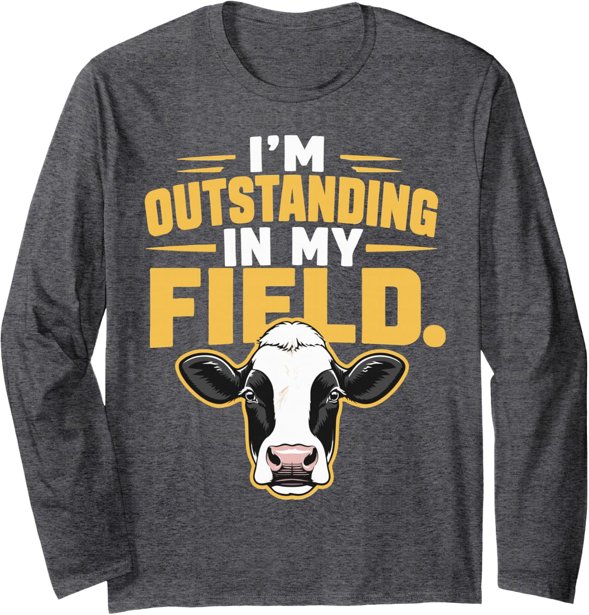 Dairy Farmer Funny Cow Farming Agriculture Long Sleeve T-Shirt - Adult Unisex Dark Heather Grey