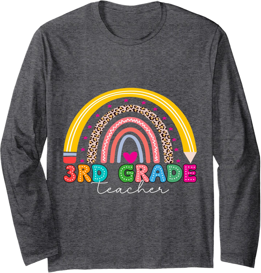 3rd Grade Team Teacher Third Grade Back to School Long Sleeve T-Shirt - Adult Unisex Dark Heather Grey