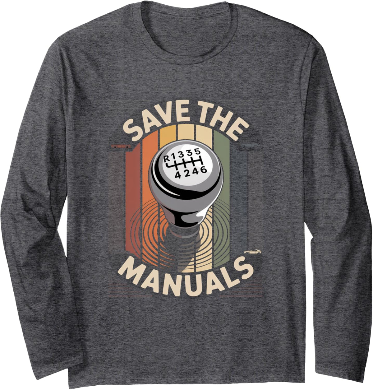 Save The Manuals - Manual Gearbox Long Sleeve T-Shirt - Adult Unisex Dark Heather Grey
