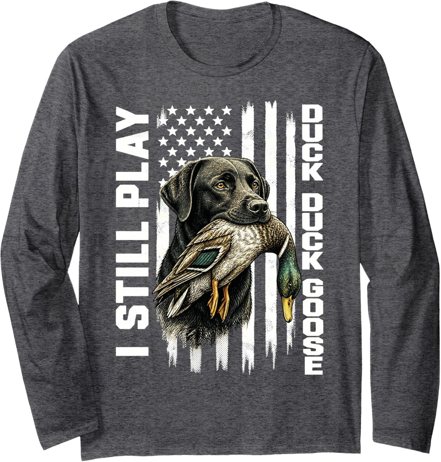 Funny Duck Hunter Season Waterfowl Hunting Long Sleeve T-Shirt - Adult Unisex Dark Heather Grey