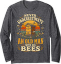 Funny Honey Beekeeping Bees Beekeeper Long Sleeve T-Shirt - Adult Unisex Dark Heather Grey