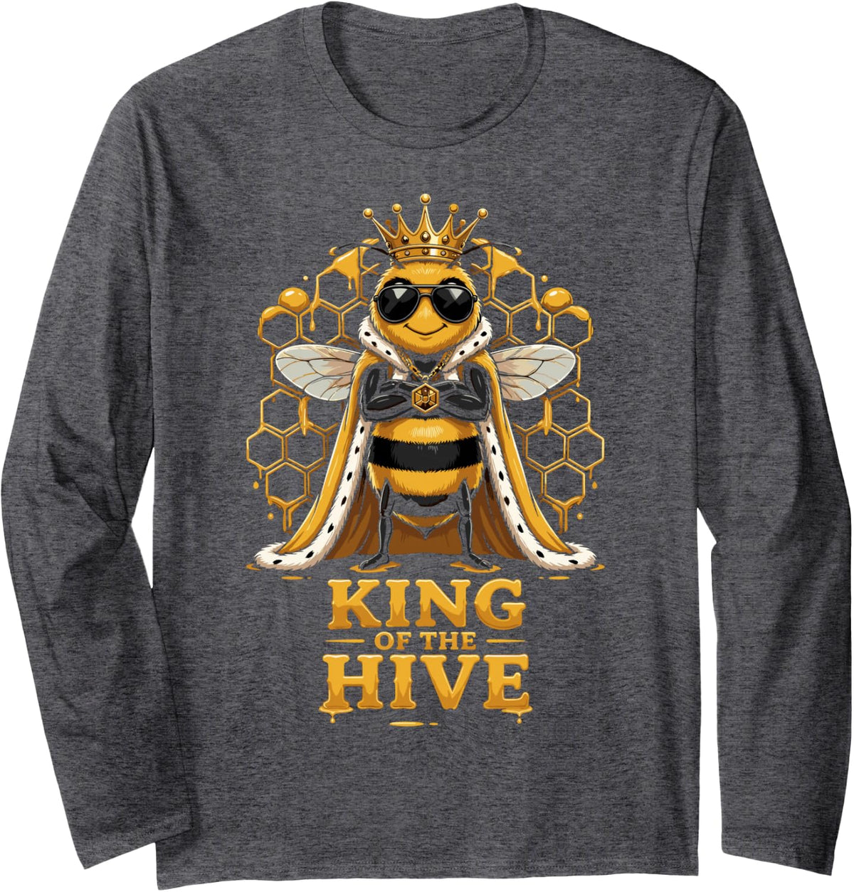 Honey Beekeeping Bees Beekeeper Long Sleeve T-Shirt - Adult Unisex Dark Heather Grey