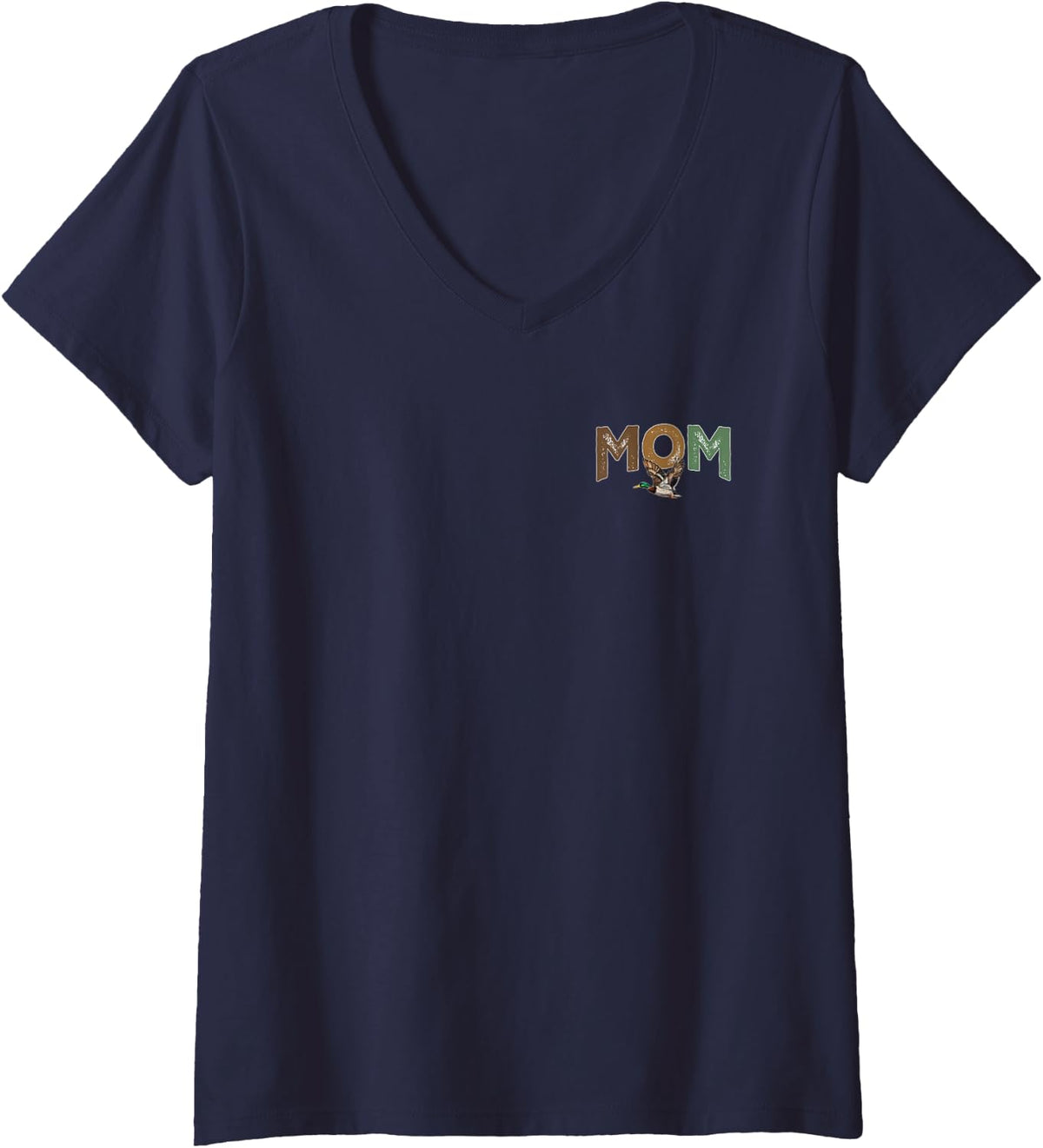 Women's Birthday Duck Hunting Mom Mallard Waterfowl Hunter Mommy V-Neck T-Shirt - Navy Blue