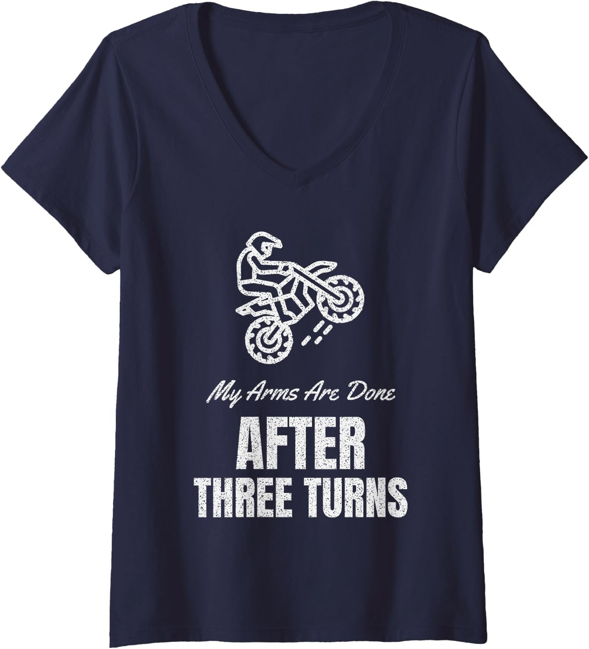 Women's Track Day Gate Drop Arm Pump Sunday Race Dirt Bike V-Neck T-Shirt - Navy Blue