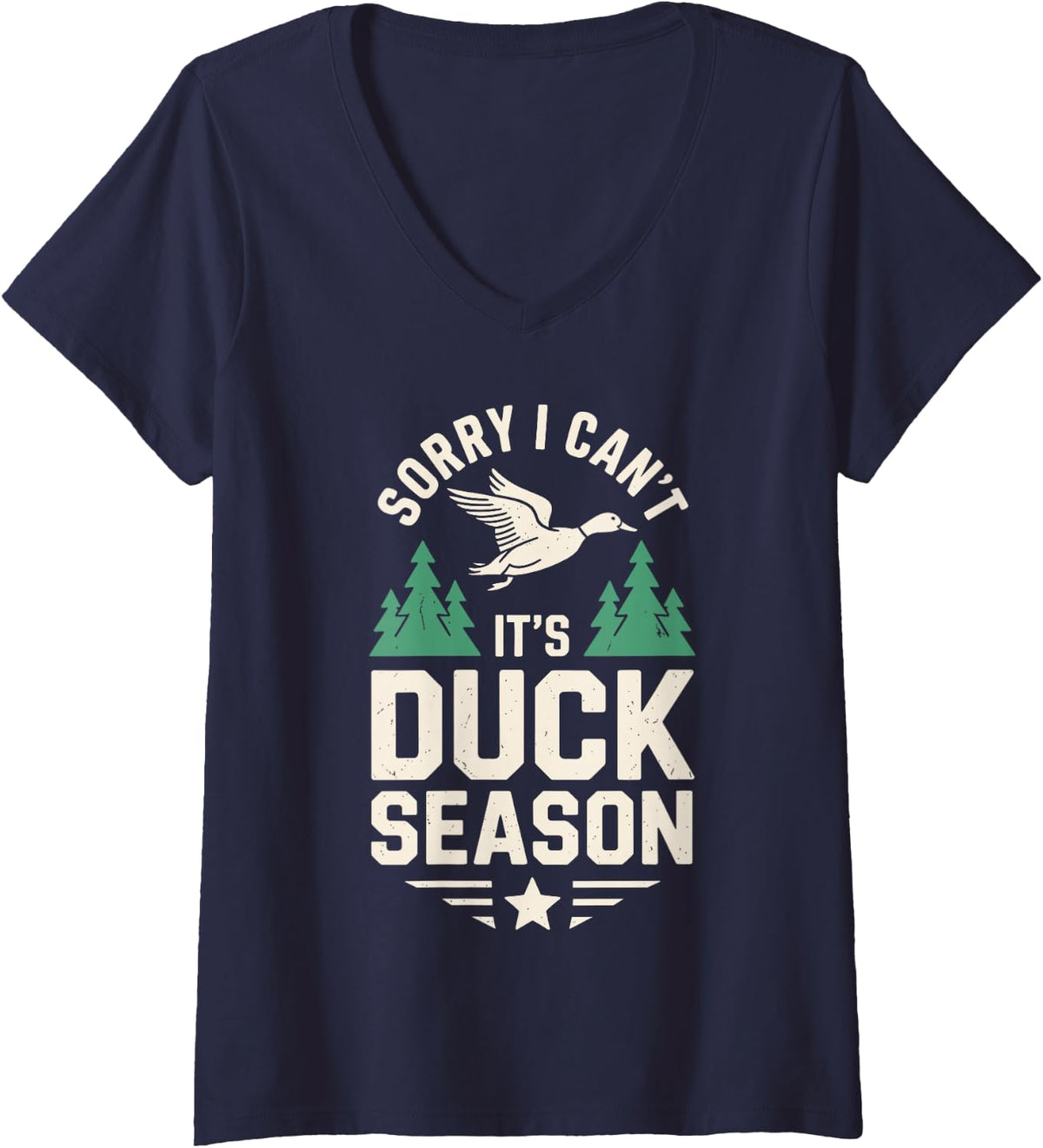 Women's Cool Duck Hunting Art for Men Women Waterfowl Duck Hunter V-Neck T-Shirt - Navy Blue