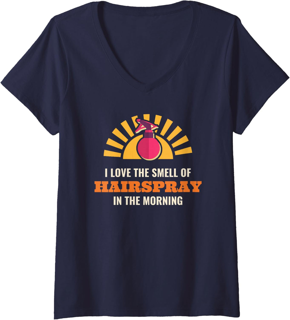 Women's Hairstylist Retro Sunrise Funny Salon Gift for Women V-Neck T-Shirt - Navy Blue