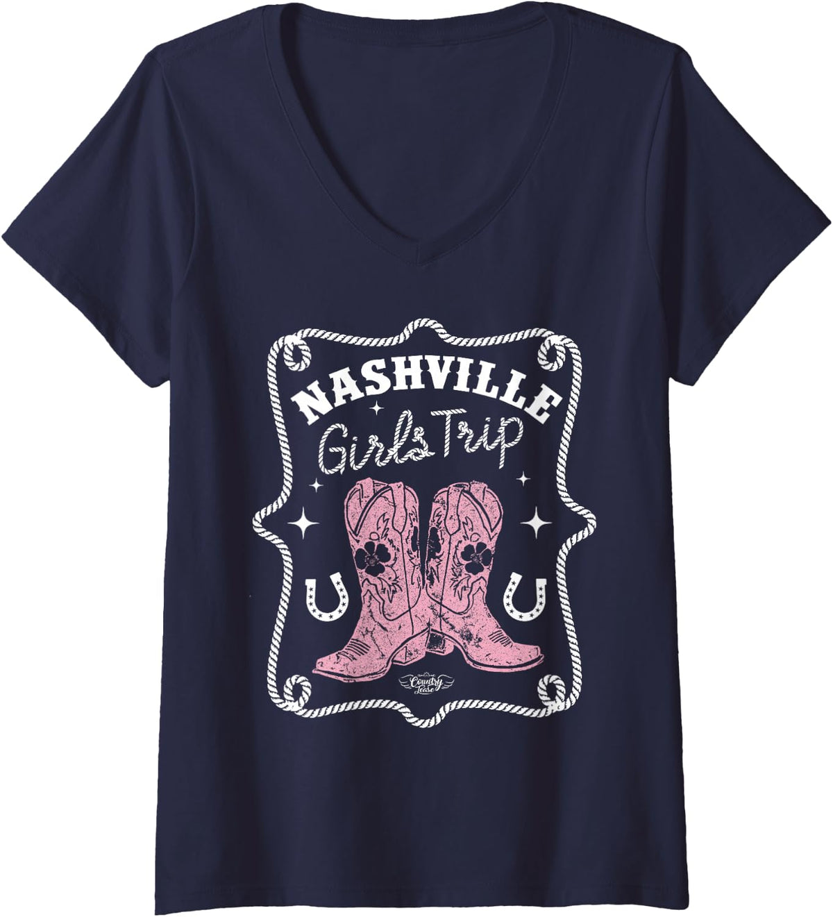 Women's Nashville Girls Trip Group Nashville Girls Trip V-Neck T-Shirt - Navy Blue