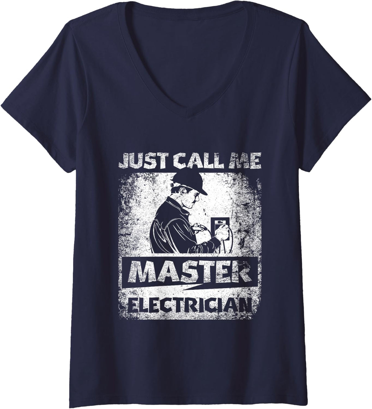 Women's Master Electrician Electrical Worker Wireman V-Neck T-Shirt - Navy Blue