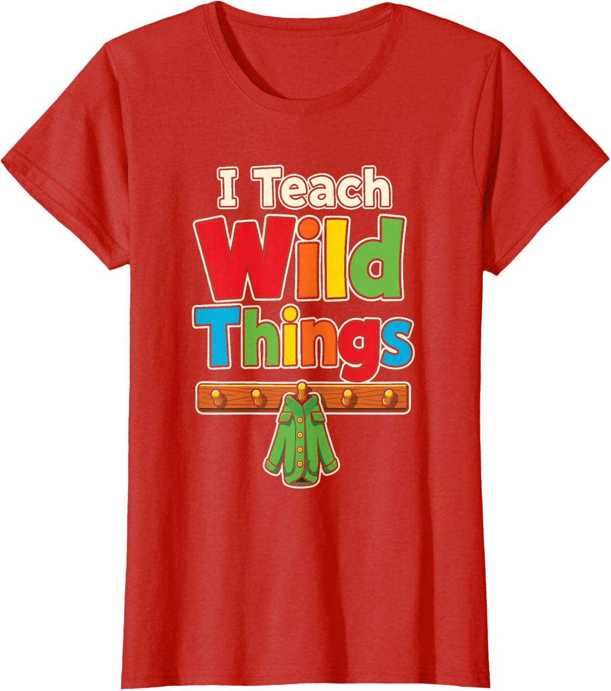 Elementary Teacher Gift Classroom Coat Hooks School Cartoon T-Shirt - Red