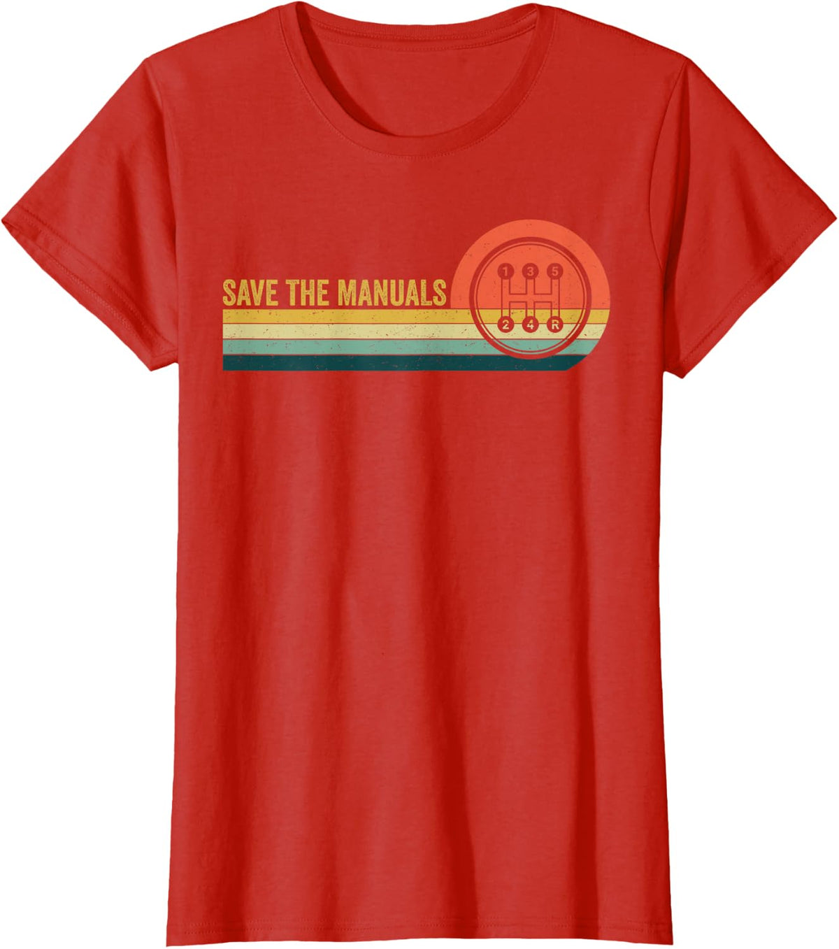 Save The Manuals 5 Speed Manual Transmission Tees T Shirts Three Pedals Stick Shift - Red