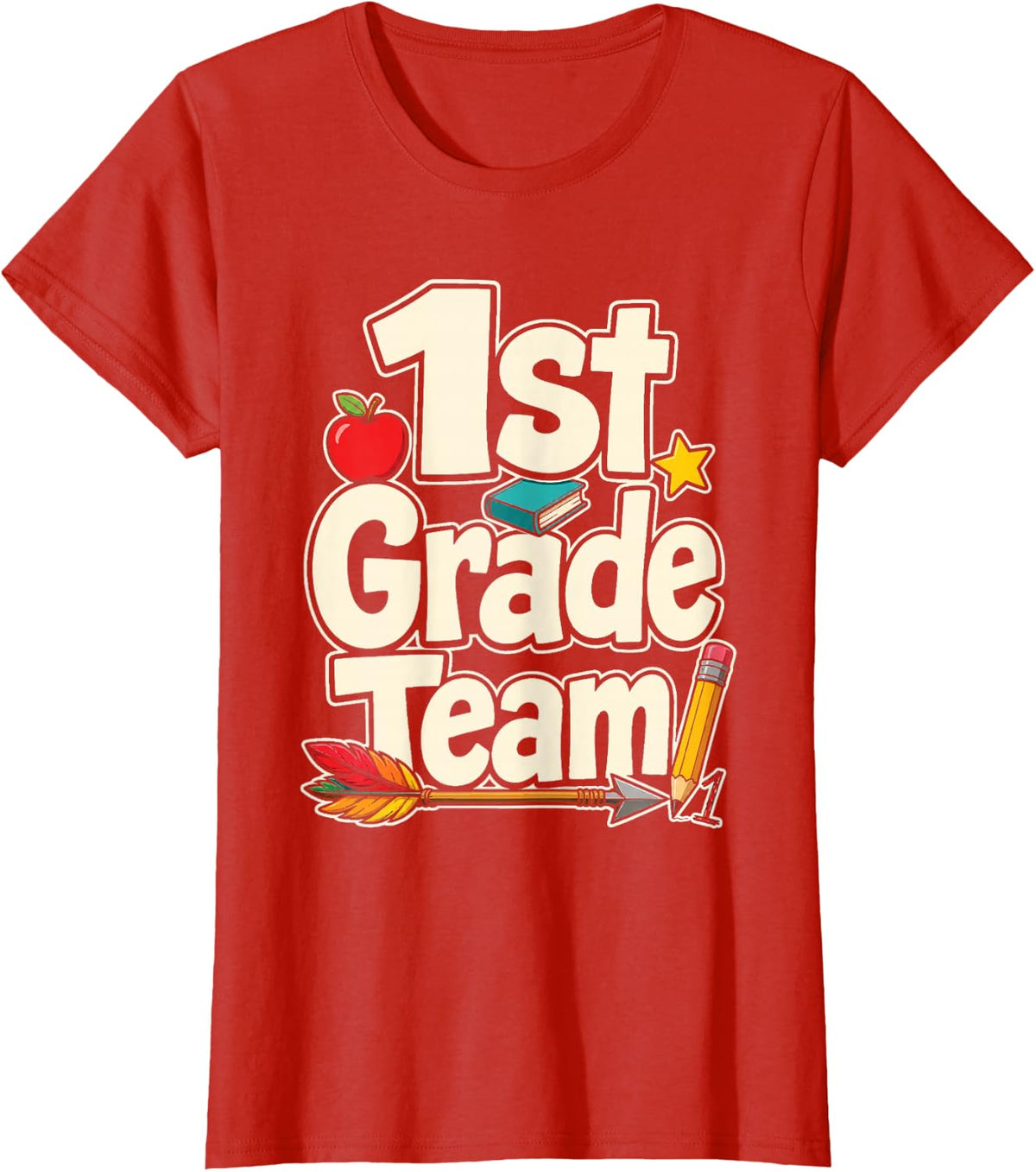 1st Grade Team First Teacher Elementary School Squad T-Shirt - Red