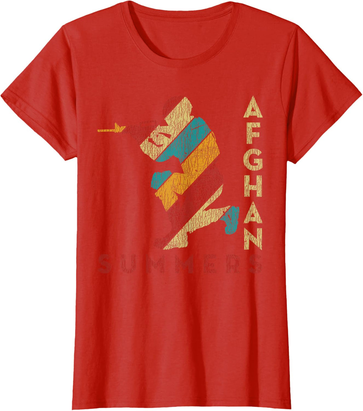 Vintage Soldier Afghan Summers Support Army Military Veteran T-Shirt - Red