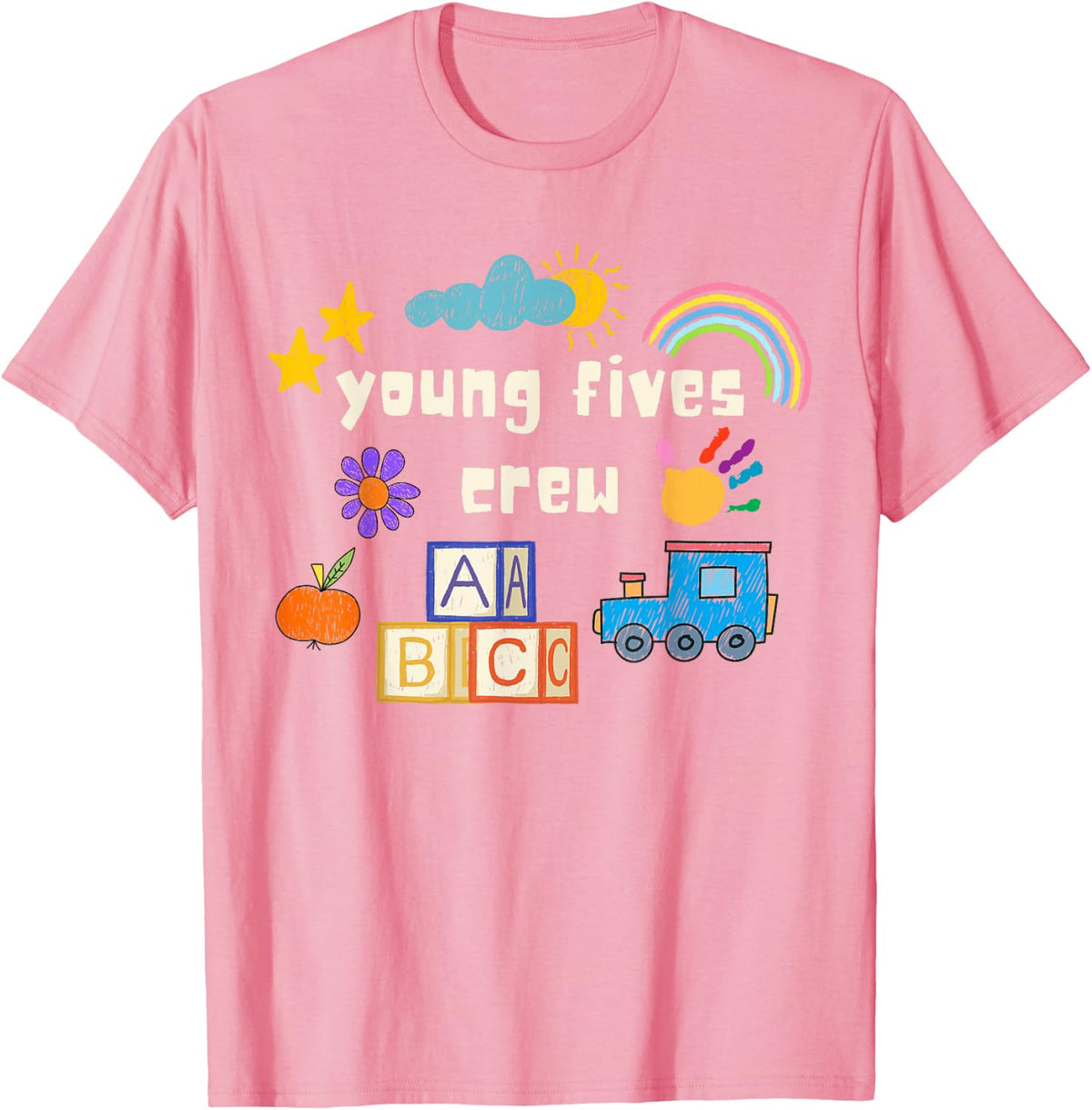 Young Fives Crew for Kids and Teachers T-Shirt - Pink