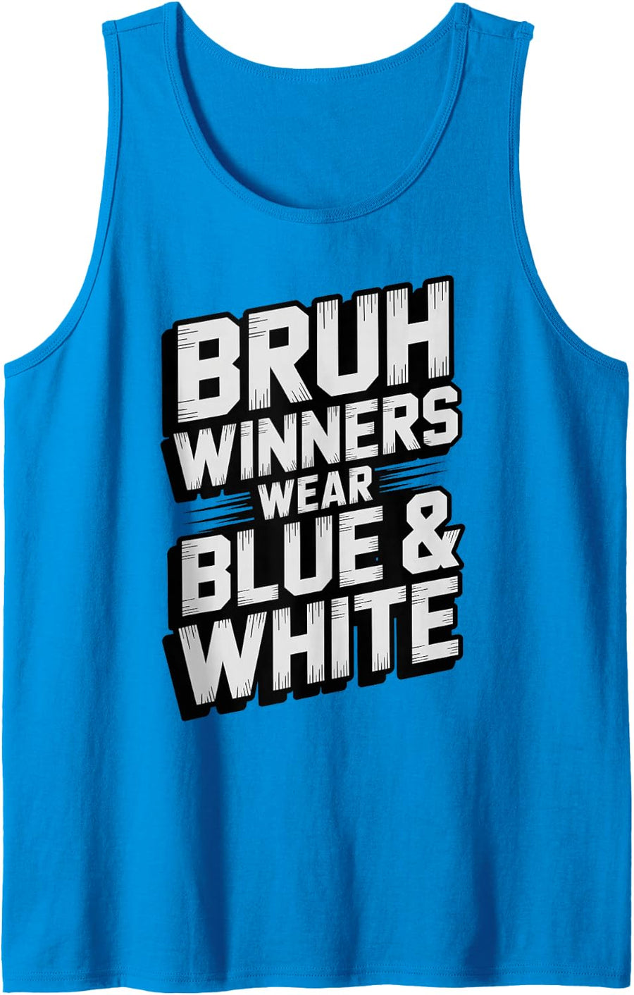 Retro Bruh Winners WEAR Blue White High School Tournament Sleeveless Tank Top - Sapphire Blue