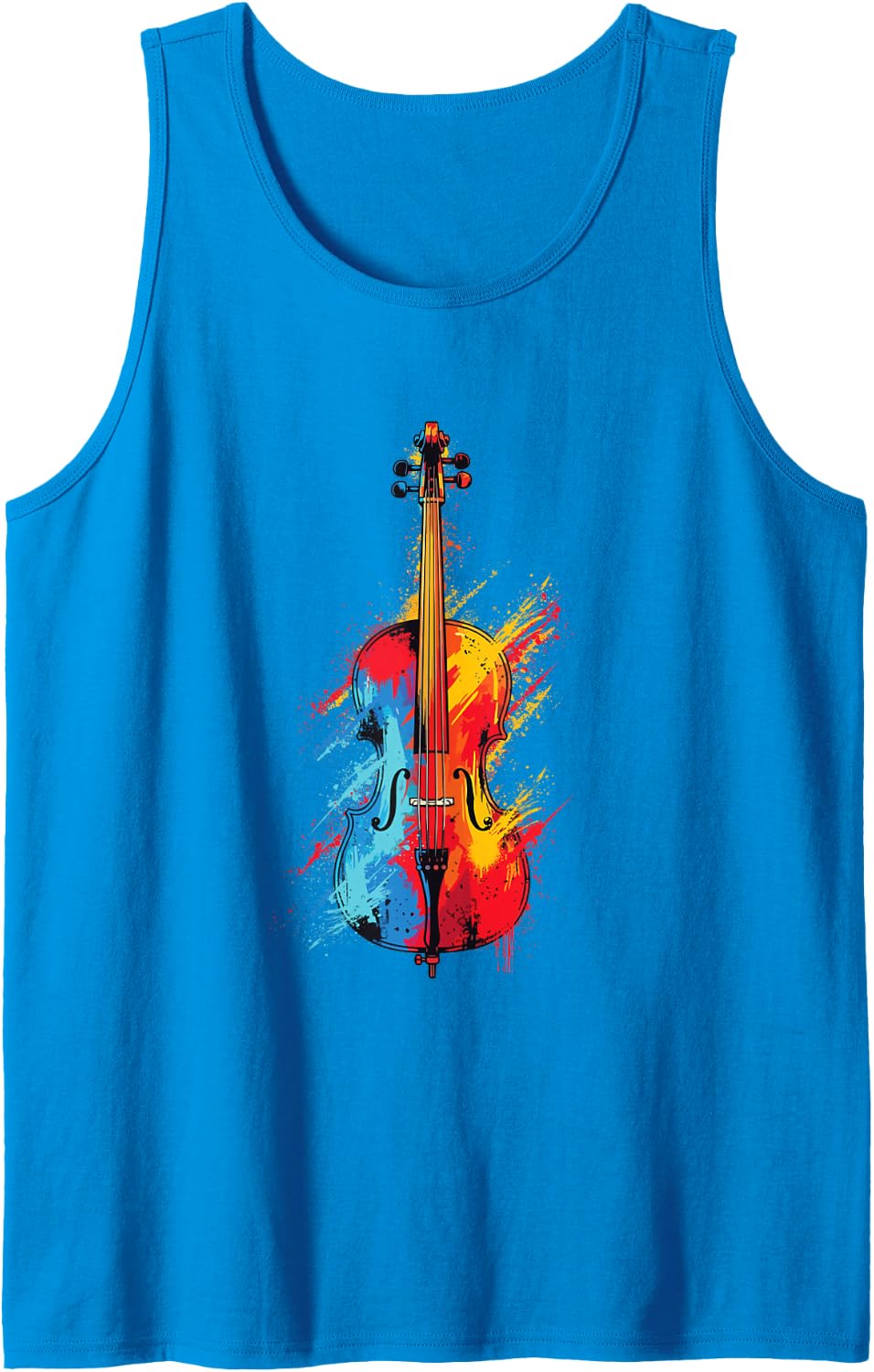 Colorful Cello - Cellist Orchestra Music Teacher Sleeveless Tank Top - Sapphire Blue