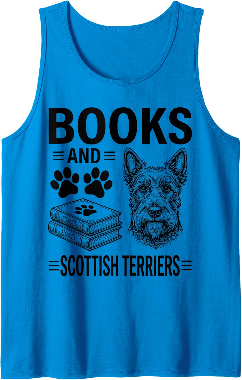 Books and Scottish Terriers Funny Scottish Terrier Sleeveless Tank Top - Sapphire Blue