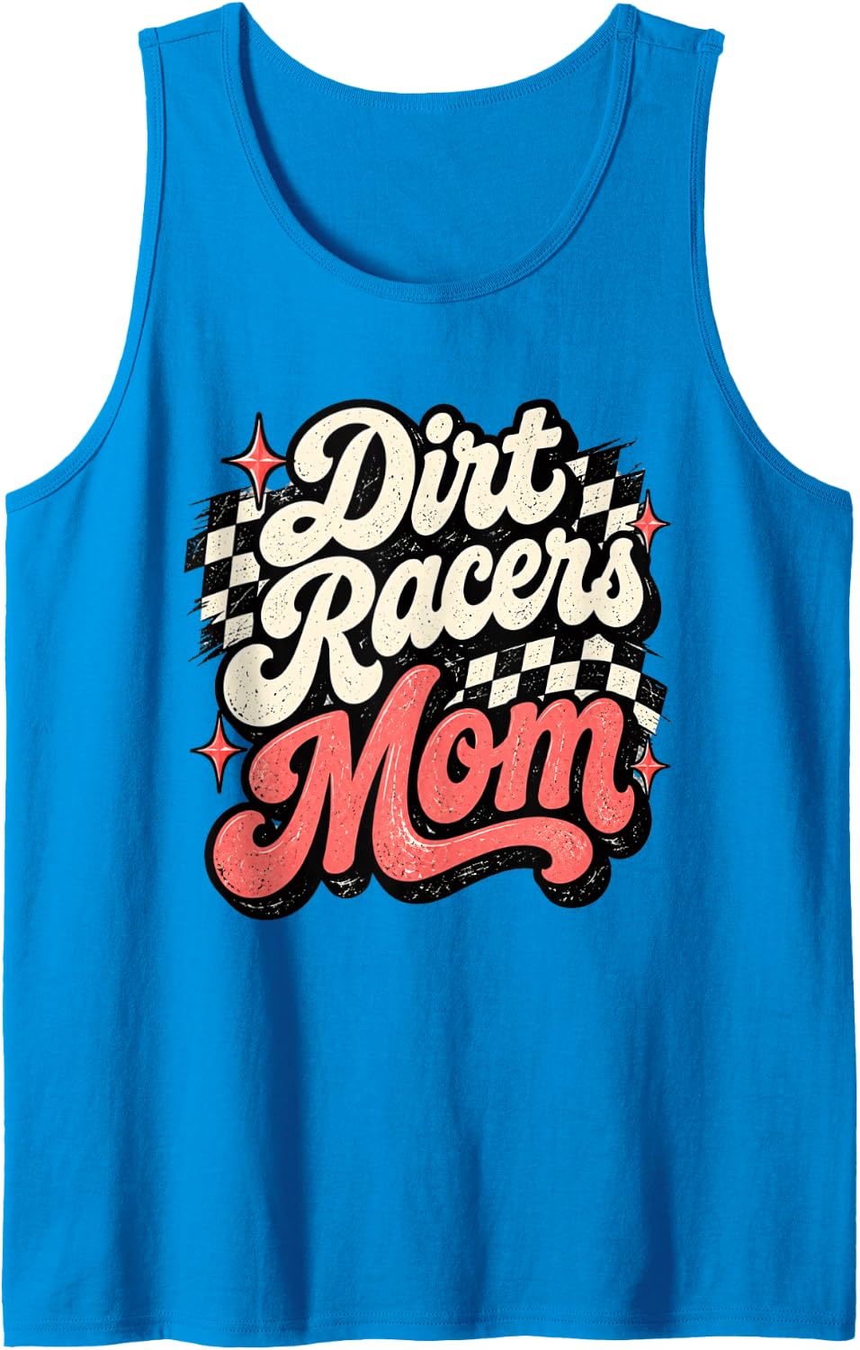 Dirt Racers Mom Motomom Retro Dirt Bike Racing Racetrack Sleeveless Tank Top - Sapphire Blue