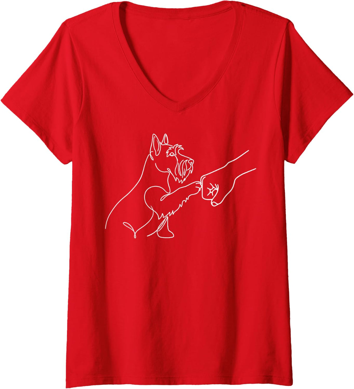 Women's Scottish Terrier Fist Bump V-Neck T-Shirt - Red