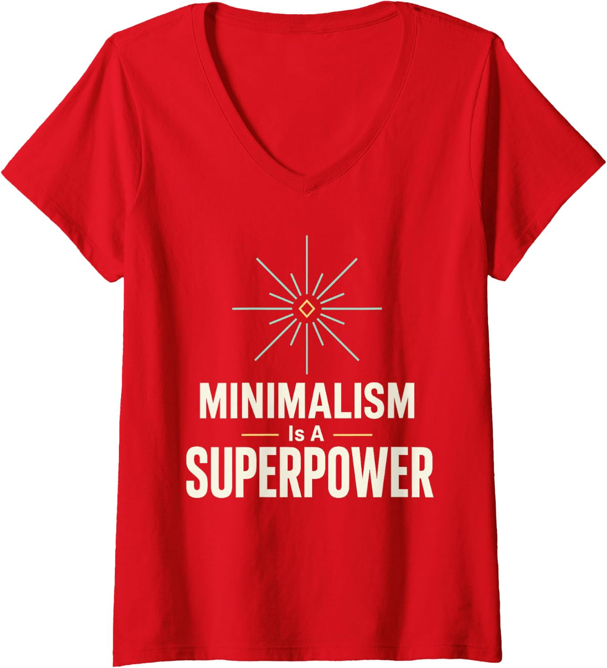 Women's Minimalism is A Superpower Minimalist V-Neck T-Shirt - Red