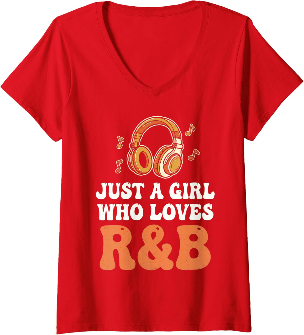 Women's Girl Who Loves R&B Hip Hop Rap Musician Concert R&b V-Neck T-Shirt - Red