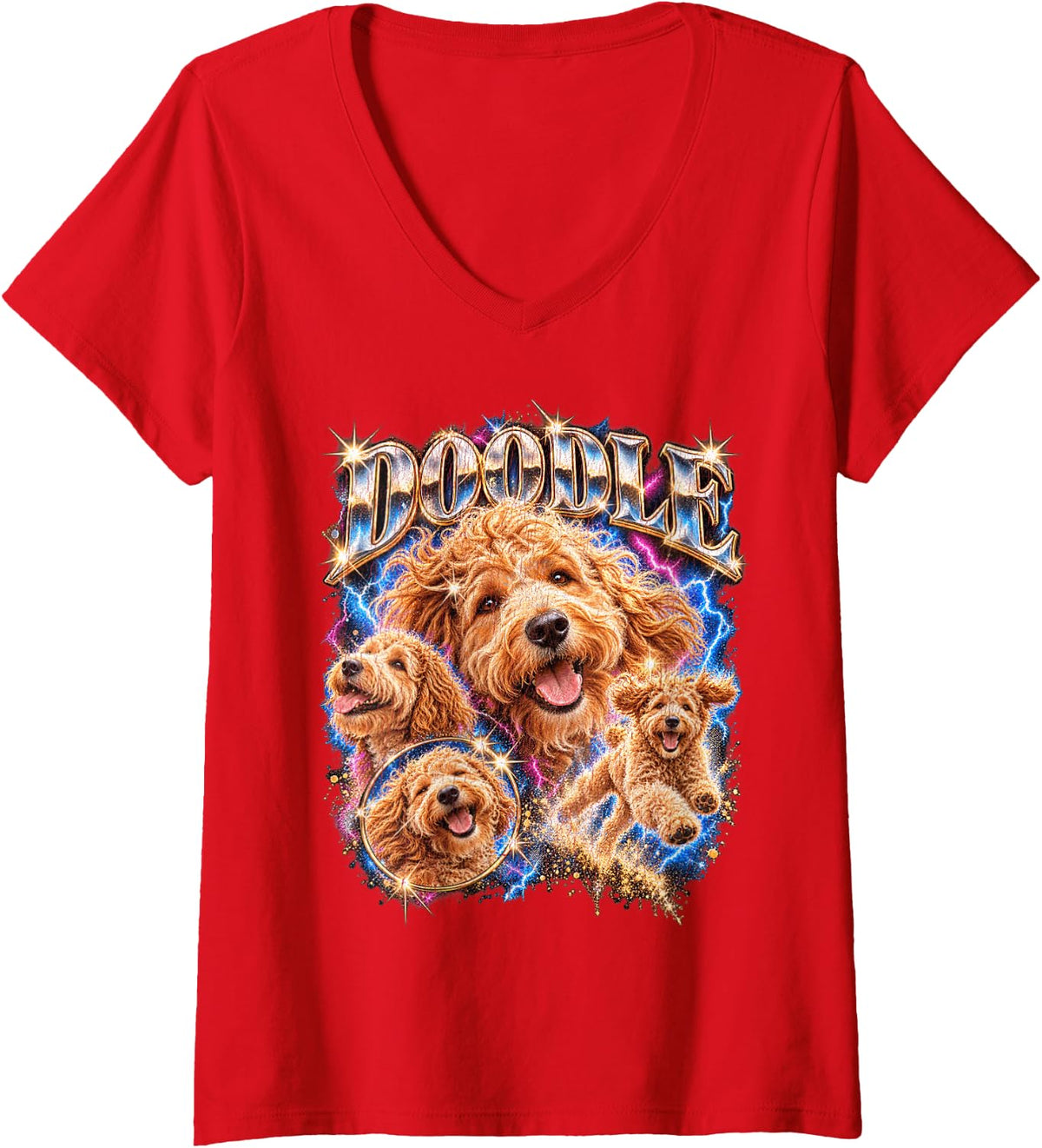 Women's Doodle Dood V-Neck T-Shirt - Red