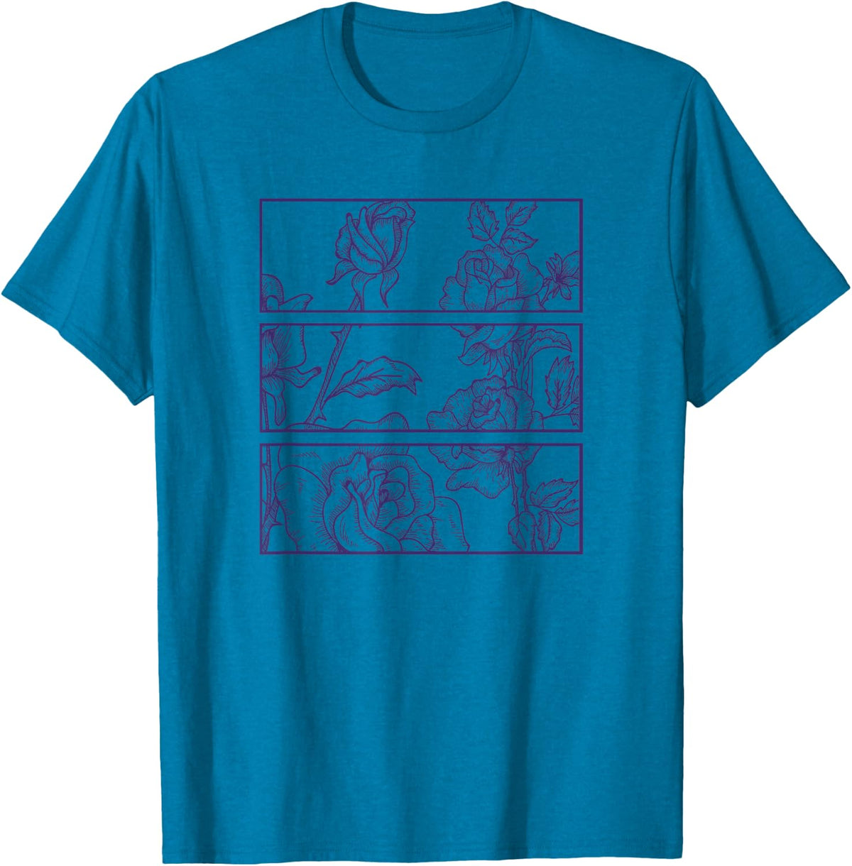 Purple Roses Aesthetic Soft Grunge Pastel Goth Punk eGirl T-Shirt - Sapphire Blue