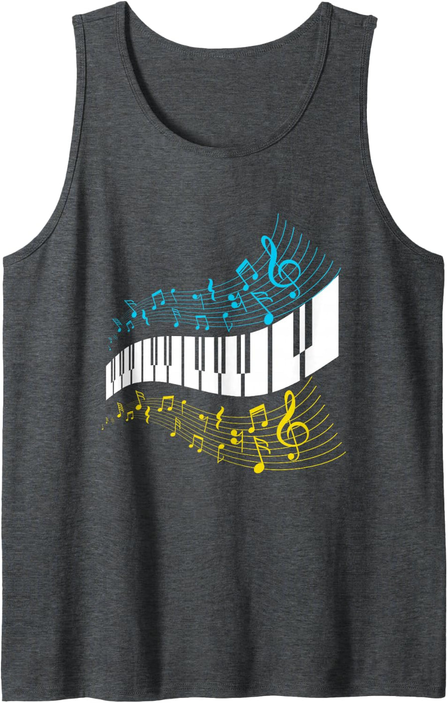 Piano Keyboard Musical Note for Pianist Keyboardist Sleeveless Tank Top - Dark Heather Grey