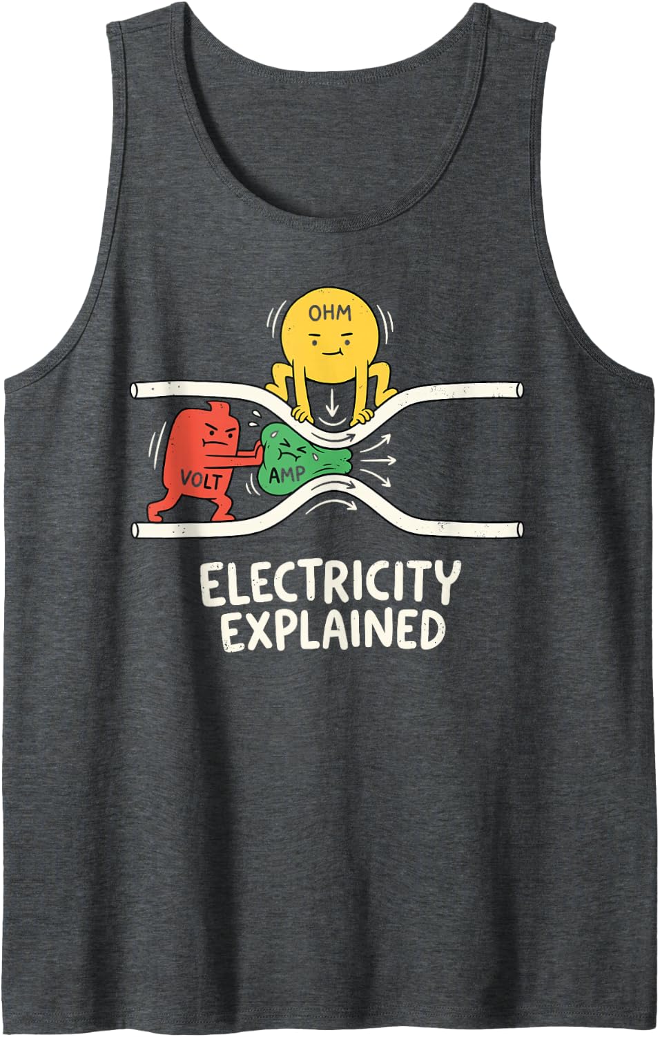 Ohm Volt Amp Electricity Explained Electrician Electrical Sleeveless Tank Top - Dark Heather Grey