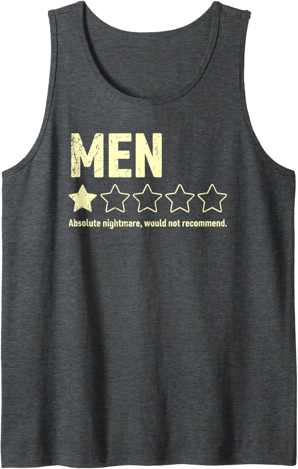 Men One Star Review Not Recommend Funny Humor Sleeveless Tank Top - Dark Heather Grey