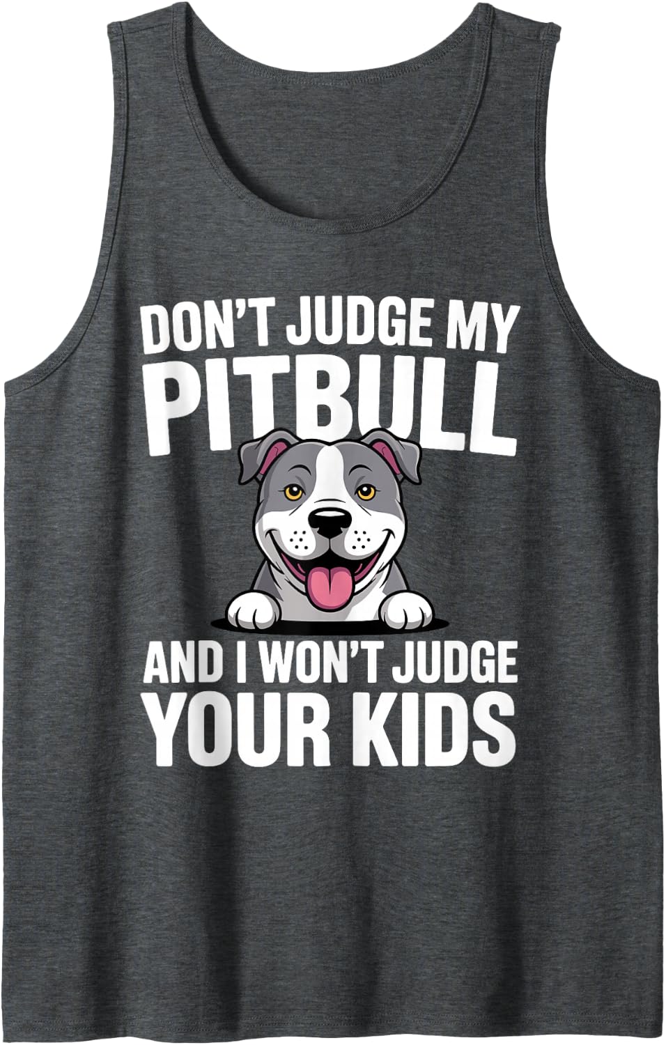 Cool Pitbull Design for Men Women Kids Pitbull Dog Lover Tank Top - Dark Heather Grey