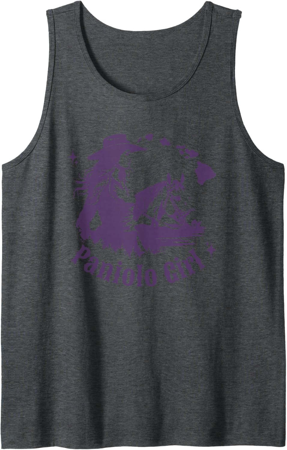 Paniolo Girl Hawaiian Cowgirl Hawaii Country Girl Tank Top - Dark Heather Grey