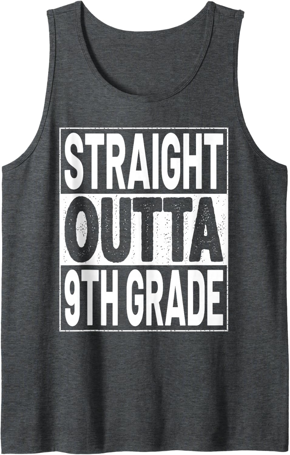 Straight Outta 9th Grade Graduation Ninth Grade Graduate Sleeveless Tank Top - Dark Heather Grey