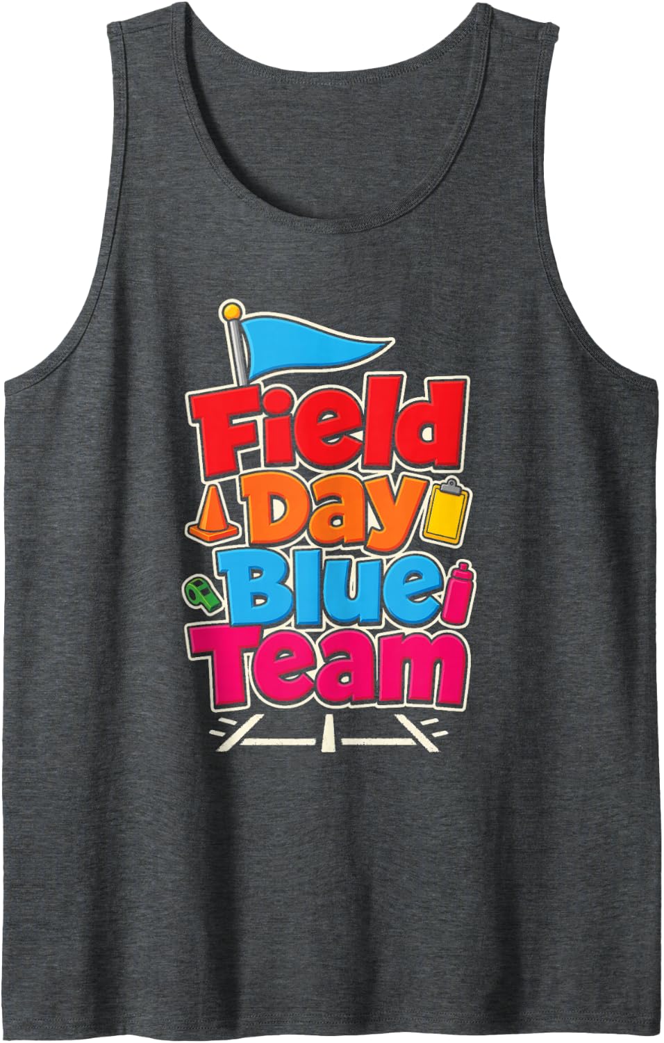 Field Day Blue Team Elementary School Kids Squad Sleeveless Tank Top - Dark Heather Grey