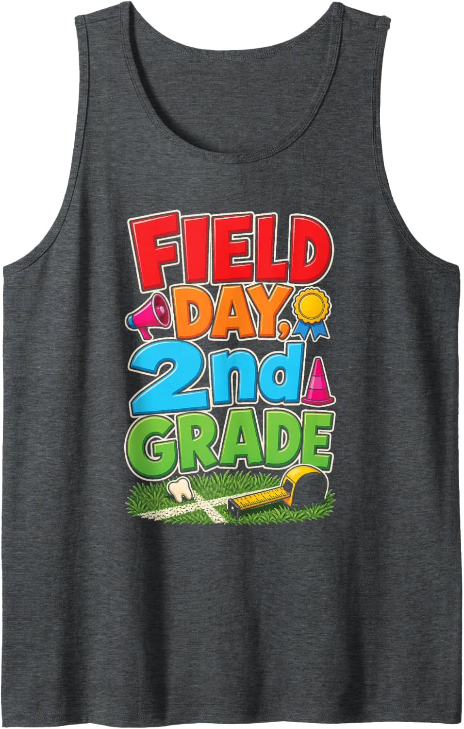 2nd Grade Field Day Elementary Games Boys Girls Gift Sleeveless Tank Top - Dark Heather Grey