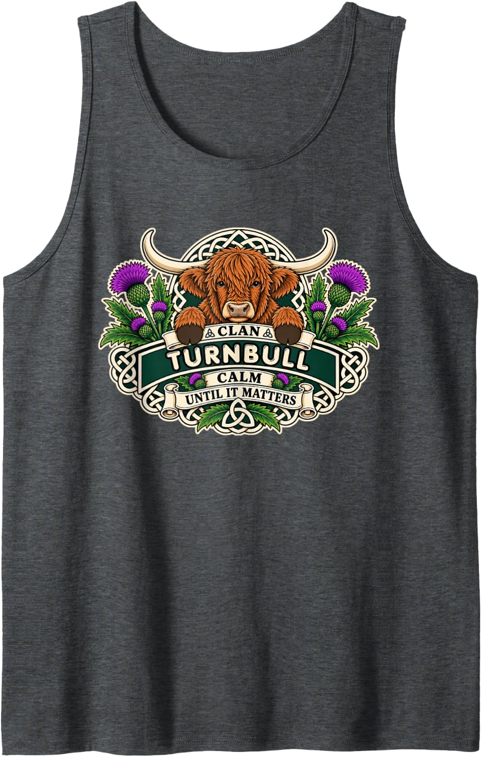 Turnbull Clan Calm Highland Funny Sleeveless Tank Top - Dark Heather Grey