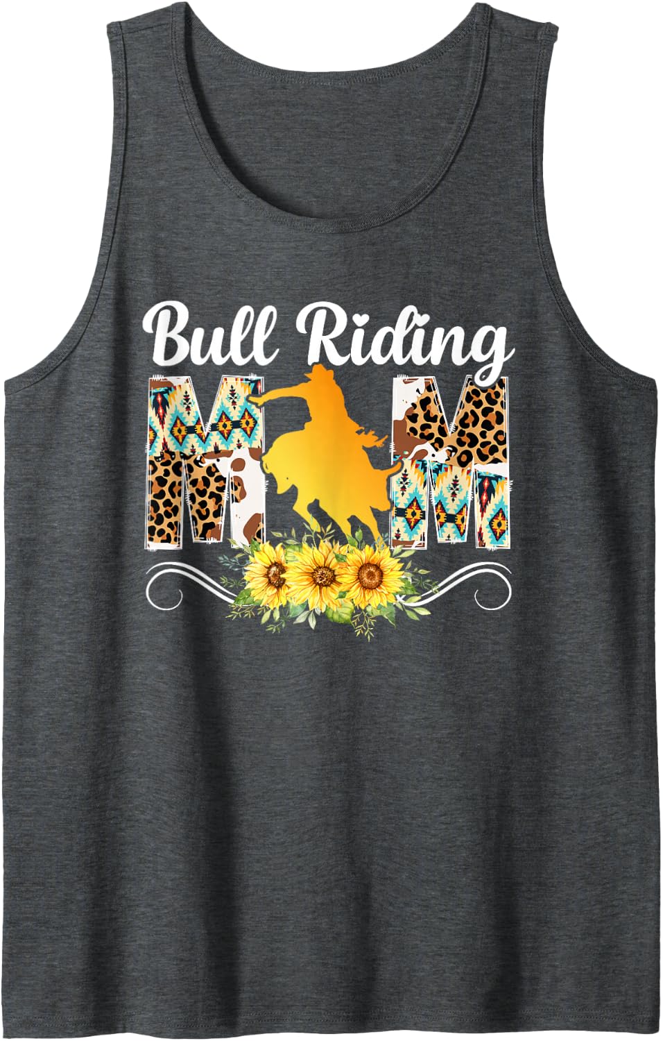 Bull Riding Mom of A Bull Rider Mom Bull Riding Mother Sleeveless Tank Top - Dark Heather Grey