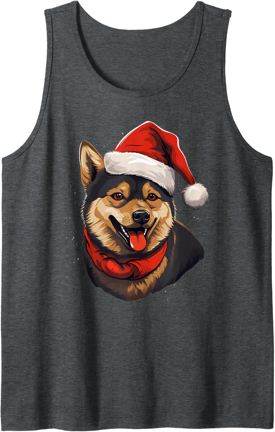 Merry Xmas Black and tan Shiba Inu Christmas Tank Top - Dark Heather Grey