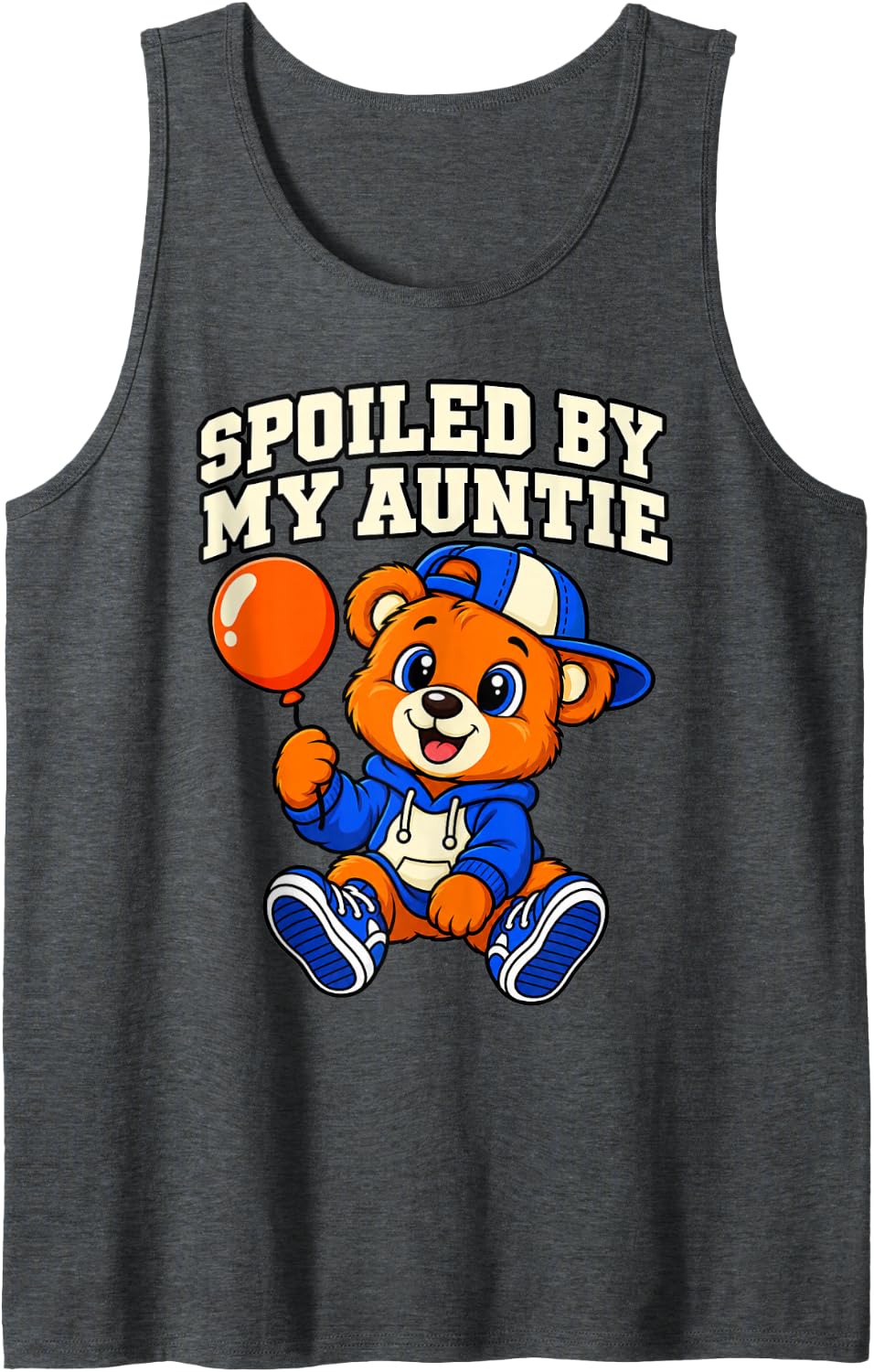 Auntie Spoiled By My Auntie Funny Aunt for Boys Cute Sleeveless Tank Top - Dark Heather Grey