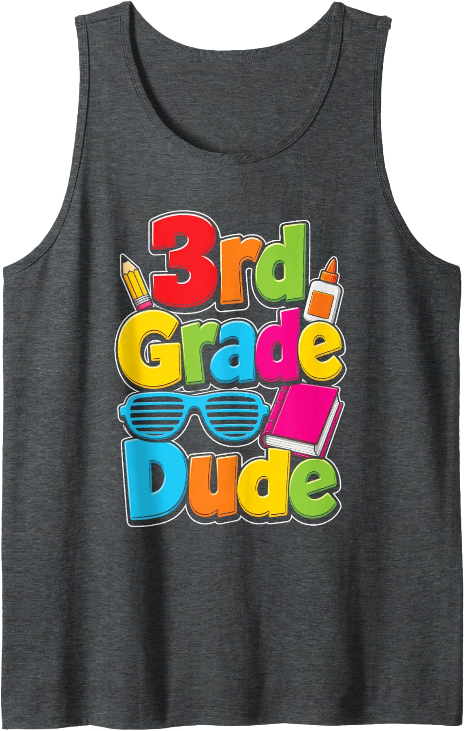 3rd Grade Dude First Day of School Boys Elementary Sleeveless Tank Top - Dark Heather Grey