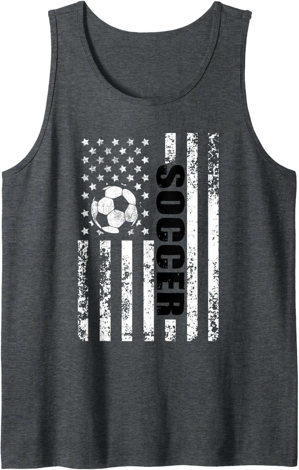 US American Flag Soccer Patriotic Soccer Tank Top - Dark Heather Grey