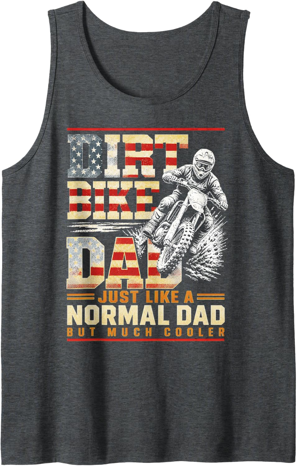 Dad Dirt Bike Racing Tank Top - Dark Heather Grey
