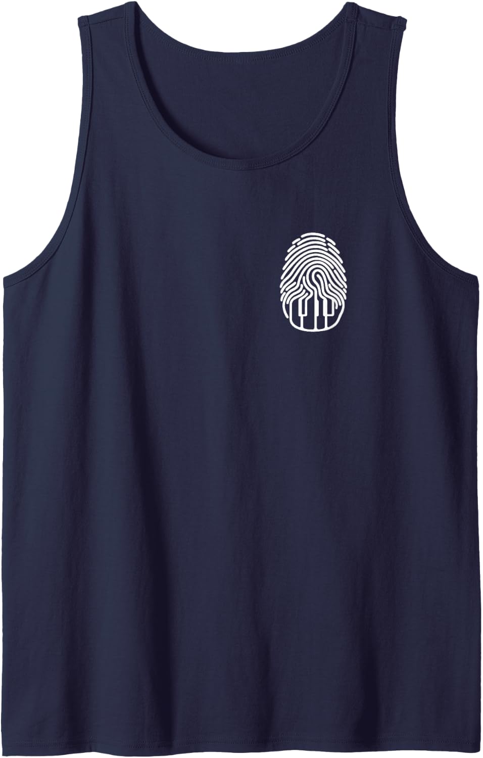 Piano Fingerprint Minimalist Subtle Pianist Hobby Sleeveless Tank Top - Navy Blue